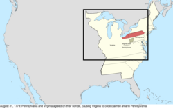 Map of the change to the United States in central North America on August 31, 1779