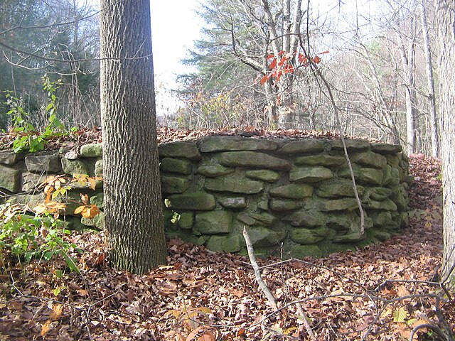 The only remnant of the former picnic pavilion is this stone foundation.