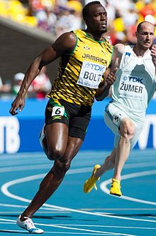 Le sprinteur durant les séries du 200 m aux championnats du monde 2013 de Moscou.