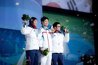 Siegerehrung 2010: links mit Silber Keiichirō Nagashima, rechts mit Bronze Jōji Katō