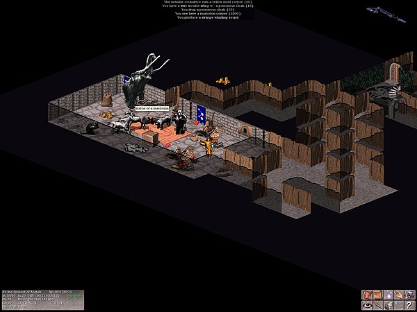 Isometric "Vultures" sprite-based interface for the roguelike game NetHack