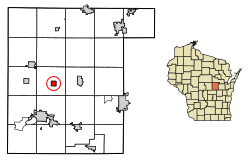 Ogdensburgin sijainti Waupacan piirikunnassa Wisconsinissa.