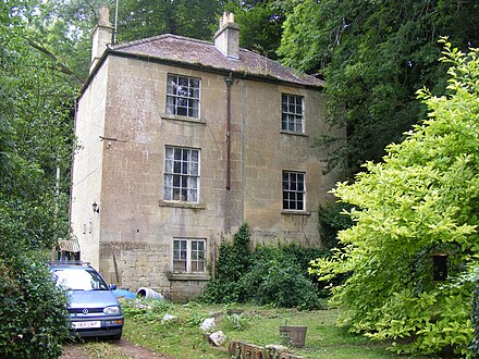 Tucking Mill House, near Monkton Combe, Somerset. A plaque on the house next door to Tucking Mill House states incorrectly that it was the home of William Smith.