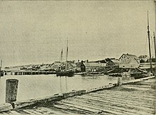 Port Hawkesbury waterfront, 1890 With fly-rod and camera (1890) (14802686563).jpg