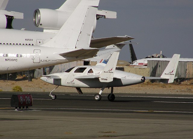 Aft view of the Rocket Racer on landing roll-out at Mojave.
