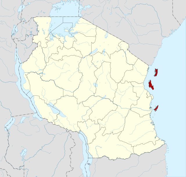 Localización del archipiélago de Zanzíbar (en Tanzania)