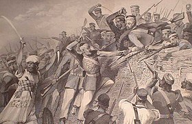 Attack of the mutineers on the Redan Battery at Lucknow, 30 July 1857.