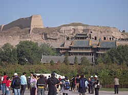 Blick auf die Yungang-Höhlen