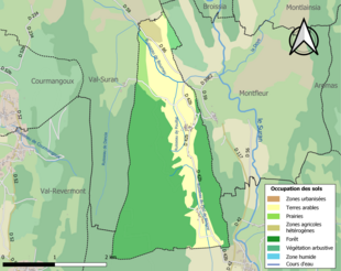 Barevná mapa znázorňující využití půdy.