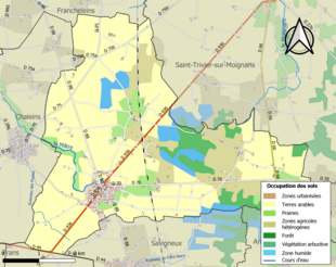 Kolorowa mapa przedstawiająca użytkowanie gruntów.