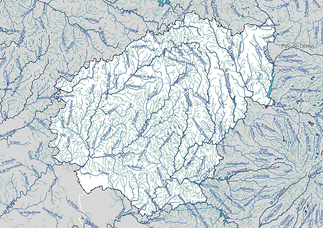 Liste des cours d'eau de la Corrèze