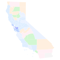 1994 California Superintendent of Public Instruction election results map by county.svg