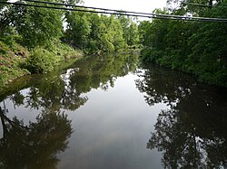 Kinnickinnic River, downtown River Falls. 2009-0620-RiverFalls-river.jpg