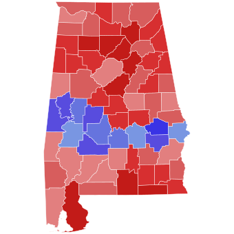 2010 United States Senate election in Alabama results map by county.svg