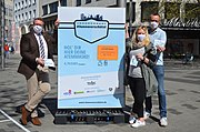 Werbung für Schutzmasken in Hannover, April 2020