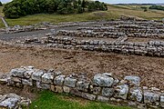 A view of Housesteads Roman Fort along Hadrian's Wall in the United Kingdom.