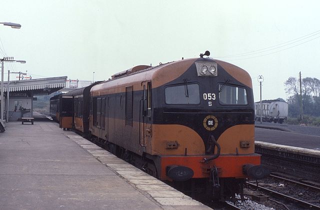 Train at Claremorris Railway Station, 1985
