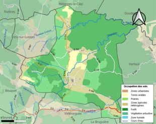 Barevná mapa znázorňující využití půdy.