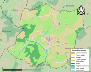 Barevná mapa znázorňující využití půdy.