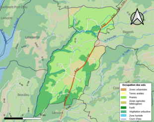 Kolorowa mapa przedstawiająca użytkowanie gruntów.