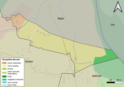 Barevná mapa znázorňující využití půdy.