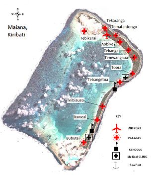 Satellitenaufnahme von Maiana, nachbearbeitet