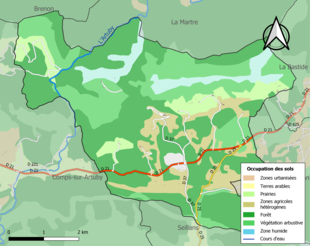 Kolorowa mapa przedstawiająca użytkowanie gruntów.