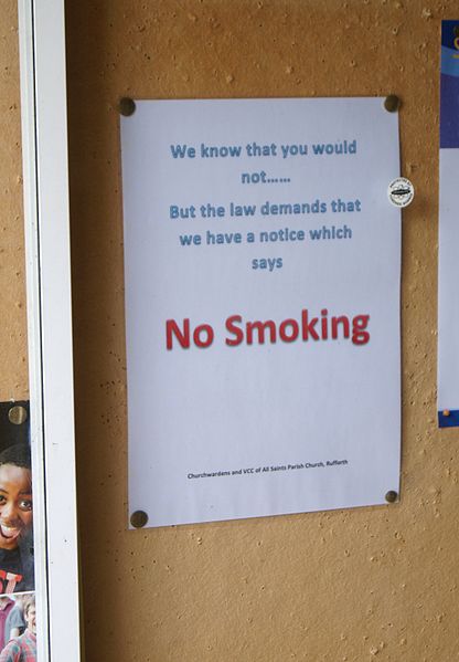 File:A rather polite 'no smoking' notice at All Saints Church, Rufforth, North Yorkshire (12th June 2013).JPG