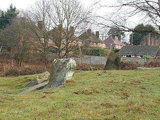 Stones from the chamber of the Addington Long Barrow Addington Long Barrow, north side of road 06.jpg