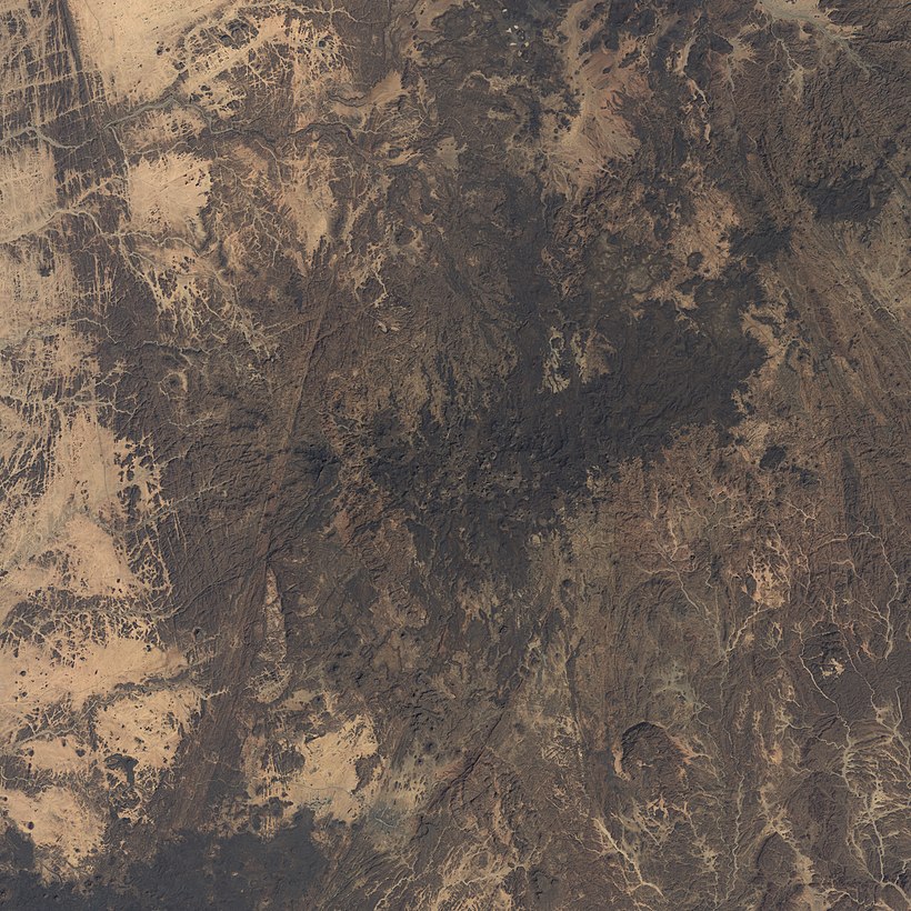 Composite satellite image of the Ăhaggar from Landsat 8 scenes