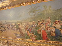壁画《咖啡和香蕉的寓言》（1897年布面油画），由意大利画家阿莱亚多·比拉（Aleardo Villa）设计，位于哥斯达黎加国家剧院的天花板上。