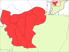 Provinsens beliggenhed i Syrien, med distrikterne markerede.