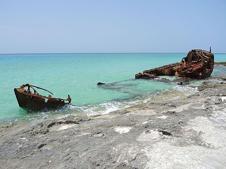 The remains of the shipwrecked SS Sapona