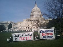 Anti-circumcision protest at Capitol Hill in 2011 Anti-circumcision Capitol.jpg