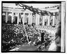 Secretary of War Newton D. Baker dedicates the Arlington Amphitheater on 15 May 1920 Arlington Amphitheater dedication, 5-15-20, Secty. Baker LCCN2016827942.jpg
