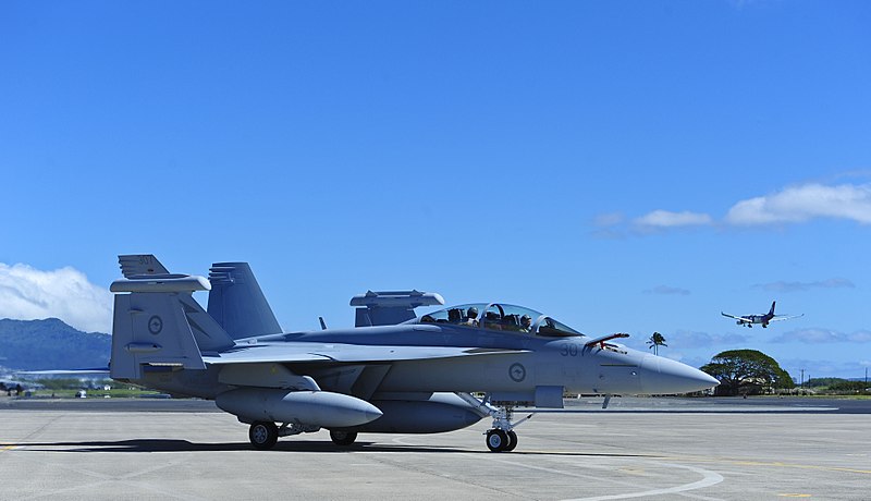 File:Australian EA-18G after arriving at Joint Base Pearl Harbor-Hickam in 2017.jpg