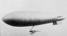 An SS class airship using a B.E.2 fuselage as a gondola Aviation in Britain Before the First World War RAE-O809.jpg