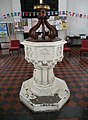 19th-century baptismal font inside the Church of Saint Giles, Camberwell. [559]