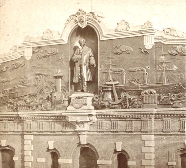 Bas relief on the HRRR terminal at St. John's Park, ca. 1868