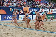 Deutsch: Beachhandball Europameisterschaften 2019 (Beach handball Euro); Tag 6: 7. Juli 2019 – Spiel um Platz Drei, Frauen, Kroatien-Niederlande 0:2 (14:23, 20:22) English: Beach handball Euro; Day 6: 7 July 2019 – Women's Bronze Medal Match – Croatia-Netherlands 0:2 (14:23, 20:22)