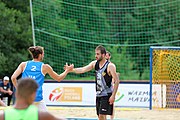 Deutsch: Beachhandball Europameisterschaften 2019 (Beach handball Euro); Tag 3: 4. Juli 2019 – Männer, Platzierungsrunde Gruppe III, Italien-Montenegro 2:0 (22:15, 18:7) English: Beach handball Euro; Day 3: 4 July 2019 – Men Consolation Round Group III – Italy-Montenegro 2:0 (22:15, 18:7)