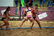 Deutsch: Beachhandball bei den Olympischen Jugendspielen 2018; Tag 6, 11. Oktober 2018; Mädchen, Platzierungsrunde - Amerikanisch Samoa-Hongkong 0:2 English: Beach handball at the 2018 Summer Youth Olympics at 11 October 2018 – Girls Consolation Round – American Samoa-Hong Kong 0:2