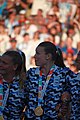 Deutsch: Beachhandball bei den Olympischen Jugendspielen 2018 in Buenos Aires; Tag 7, 13. Oktober 2018; Medaillenzeremonie Mädchen - Gold: Argentinien, Silber: Kroatien, Bronze: Ungarn English: Beach handball at the 2018 Summer Youth Olympics in Buenos Aires at 13 October 2018 – Medal Ceremony Girls - Gold: Argentina, Silver: Croatia, Bronze: Hungary Español: Handball de playa en los Juegos Olimpicos de la Juventud Buenos Aires 2018 en 13 de octubre de 2018 – Medalla Ceremonia para niñas - Oro: Argentina, Plata: Croacia, Bronce: Hungría