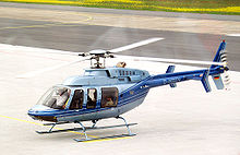 Eine Bell 407 der Rhein Ruhr Helicopter GmbH am Flughafen Niederrhein