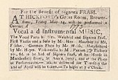 1773, May 14. Concert for the benefit of Signora Frasi.