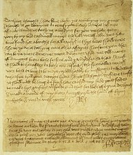 Brev skrevet af kong Henrik VIII til Anna Bolena (ca. 1527)