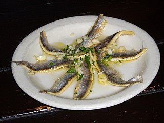 <span class="mw-page-title-main">Boquerones en vinagre</span> Anchovy tapa appetizer