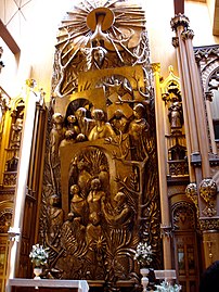 Retablo de bronce de la basílica de Notre-Dame de Montreal, de Charles Daudelin (1978-1982).