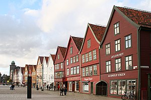 Bryggen houses, look from the street.