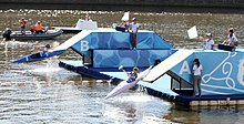 Start of the Bronze Medal Race Canoeing at the 2018 Summer Youth Olympics - Boys' K1 slalom Bronze Medal Race 029 (cropped).jpg